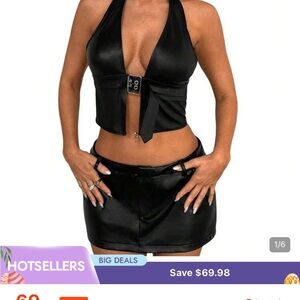 SHEIN Sleek Black Halter Crop Top